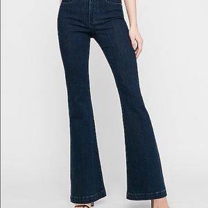Express High Waisted Slim Flare Dark Wash Jeans